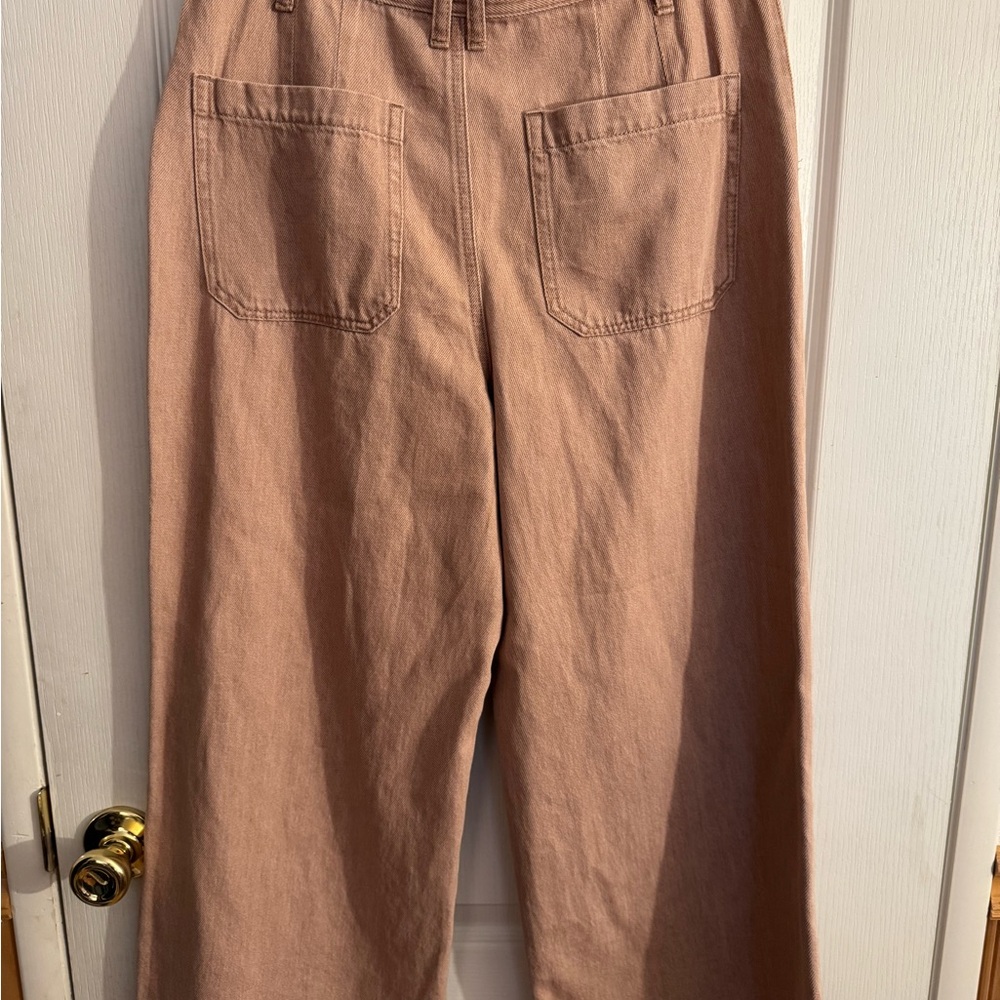 Rewash Wide-Leg High-Rise Pants in Light blush peach - Picture 3 of 5